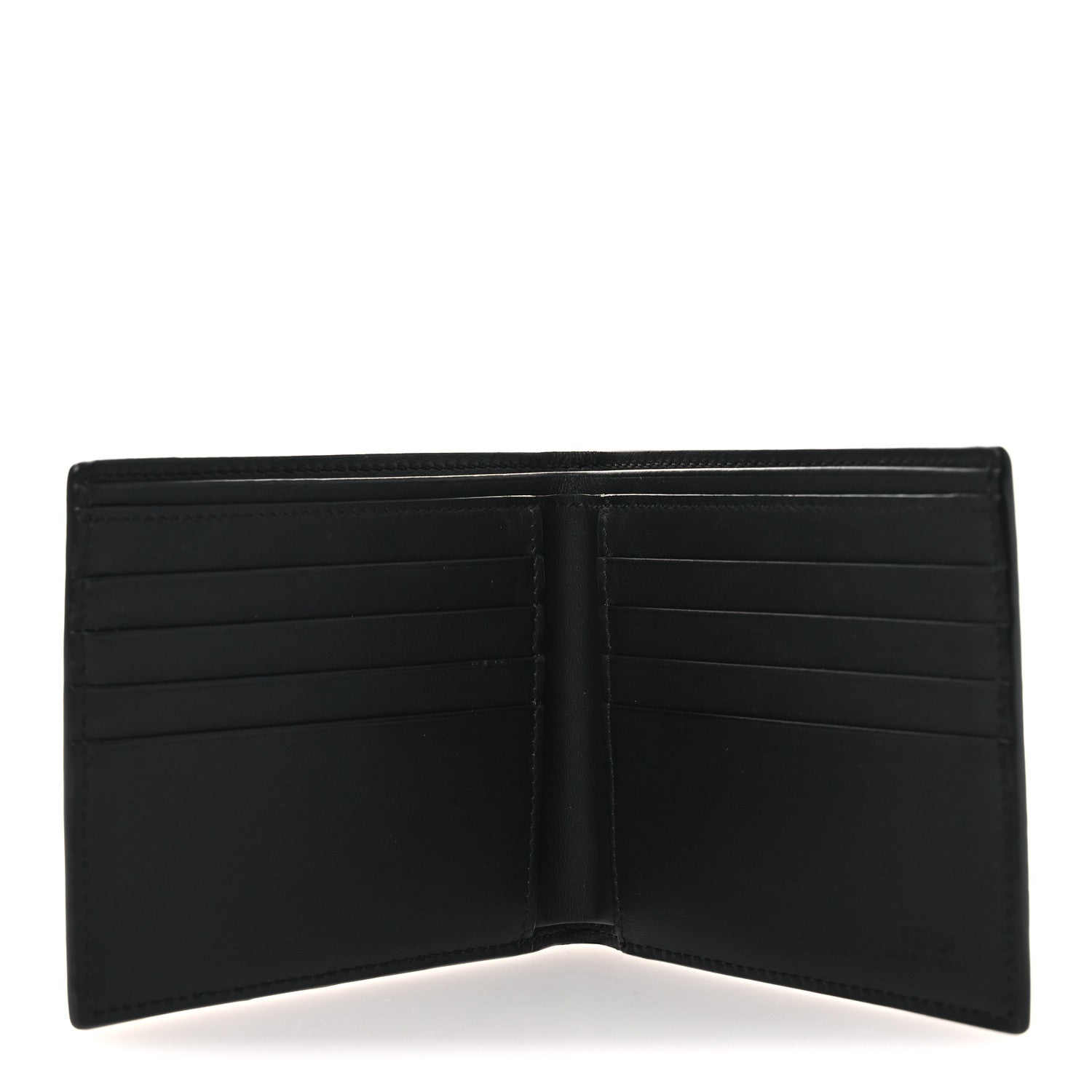 Fendi Calfskin Metal Monster Eyes Bi-fold Wallet Black 5 of 9