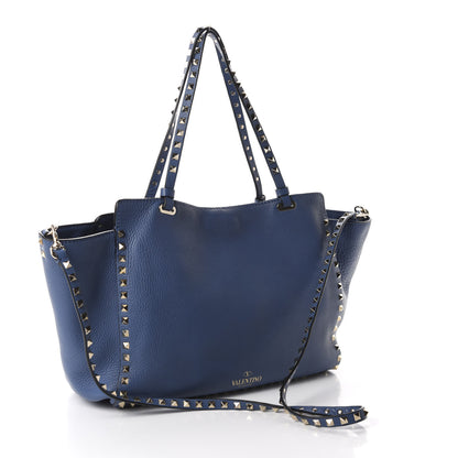 Valentino Garavani Pebbled Calfskin Medium Rockstud Tote Indaco 2 of 8