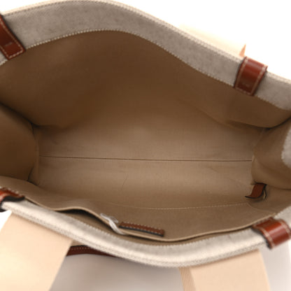 Chloe Cotton Calfskin Medium Woody Ribbon Tote White Brown 5 of 11