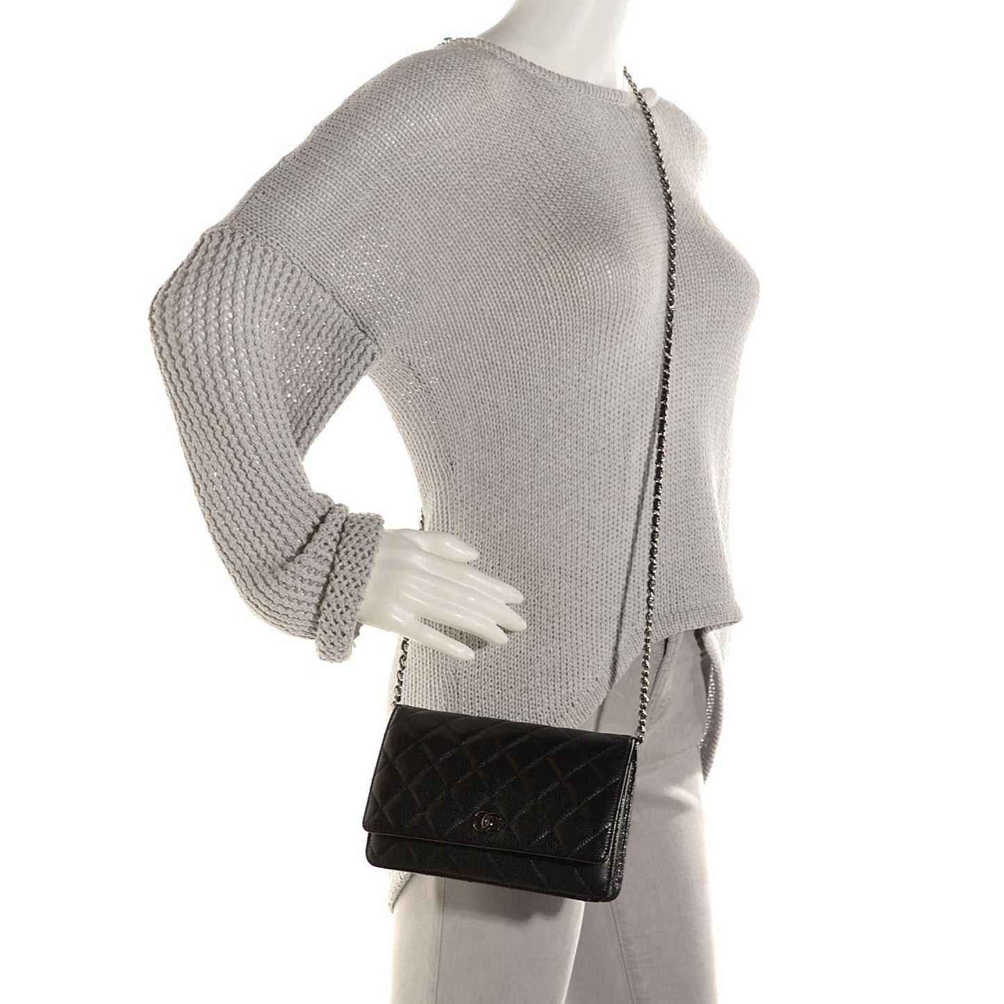 Caviar Quilted Wallet On Chain WOC Black