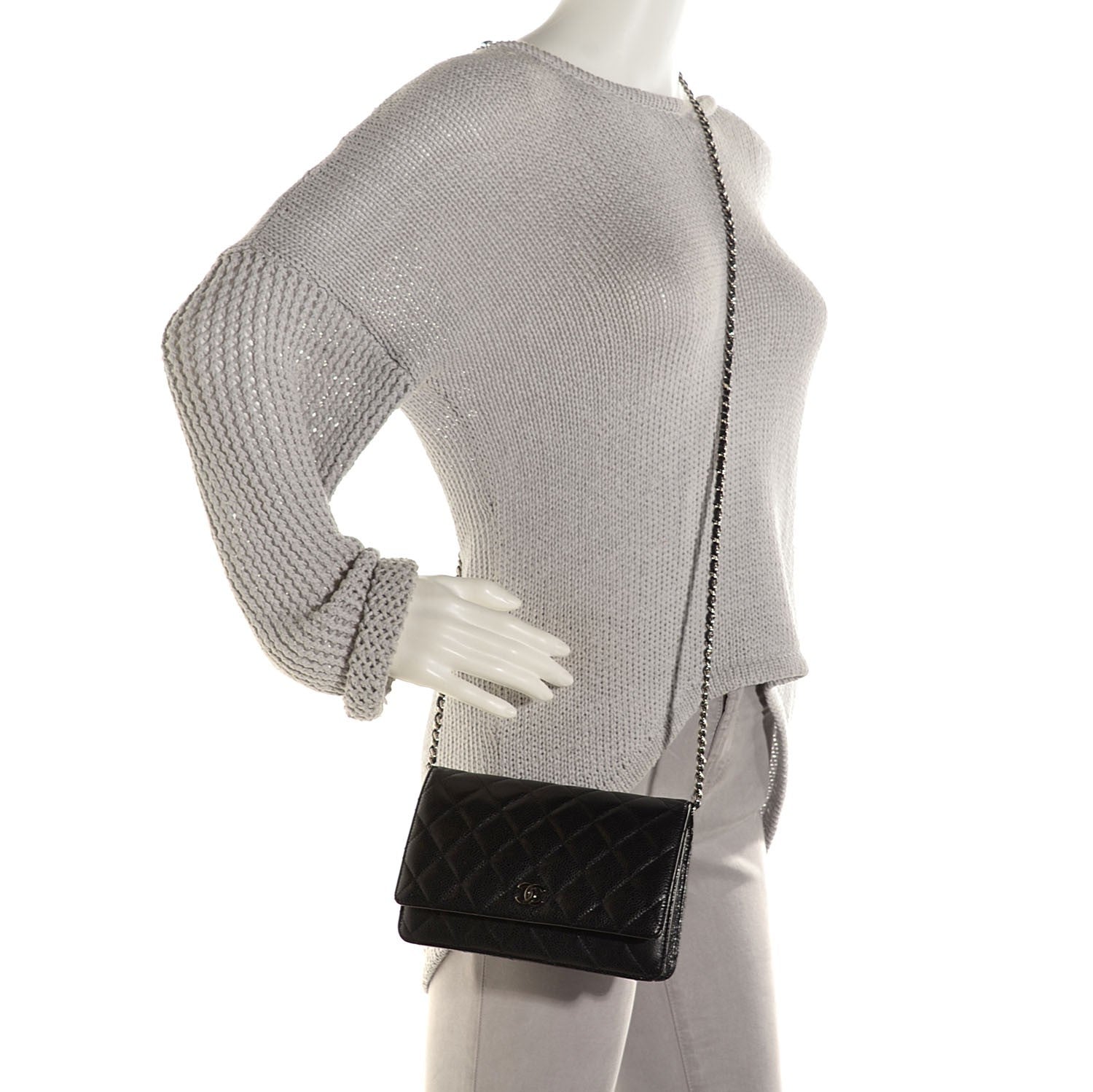 Chanel Caviar Quilted Wallet On Chain WOC Black 2 of 8