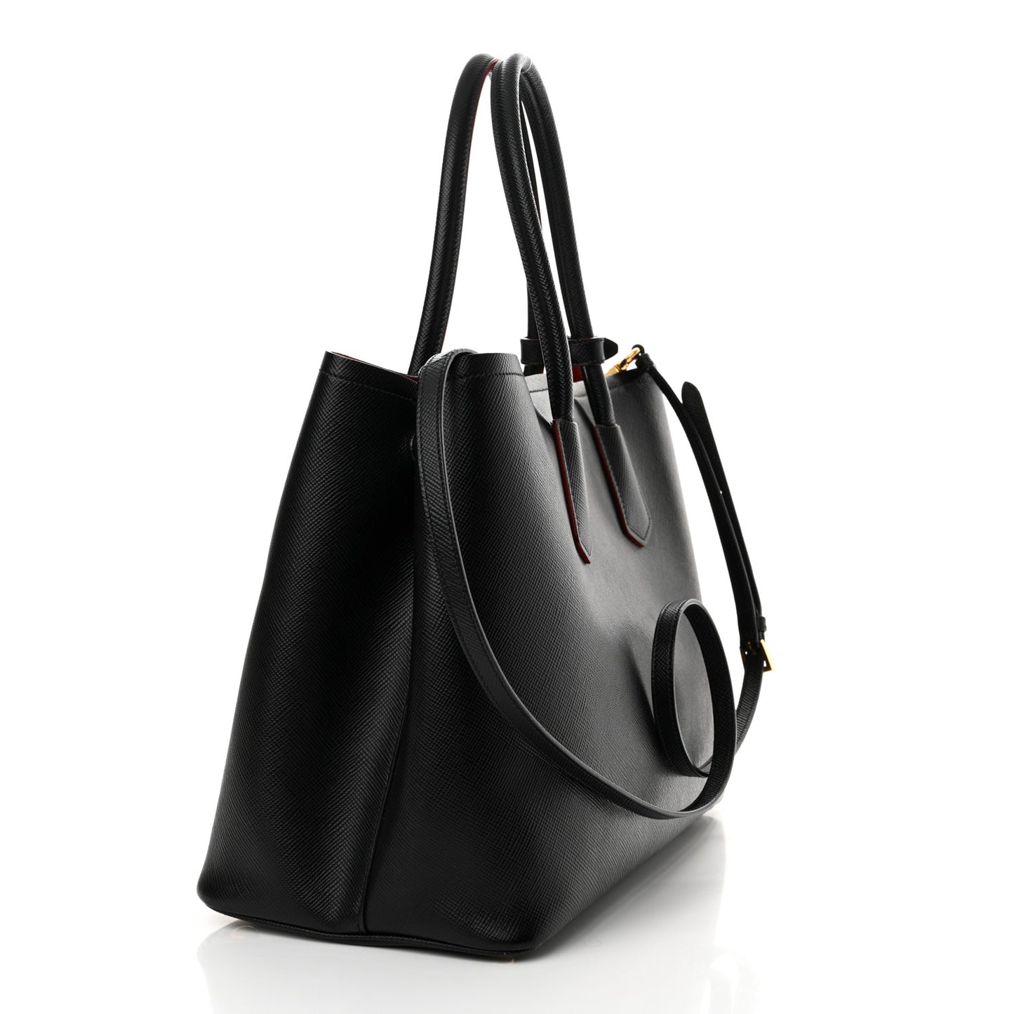 Saffiano Cuir Large Double Bag Black Fuoco