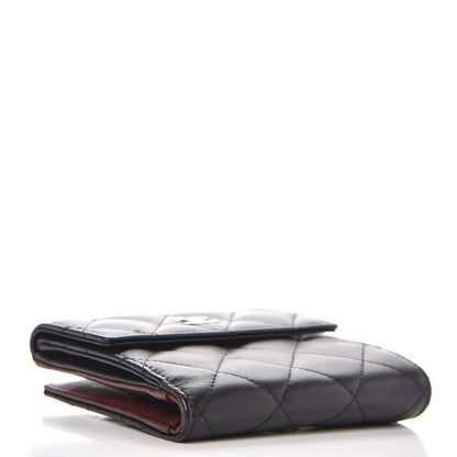 Chanel Lambskin Quilted Compact French Flap Wallet Black 4 of 9
