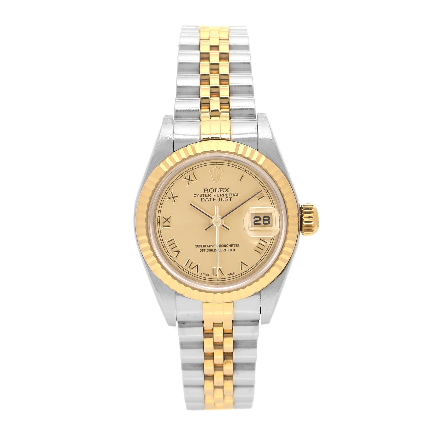 Rolex Stainless Steel 18K Yellow Gold 26mm Oyster Perpetual Datejust Watch Champagne 79173 1 of 5