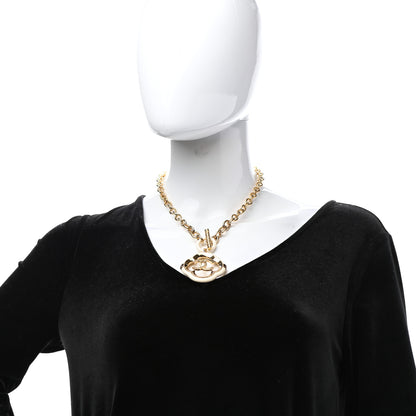 Chanel Resin CC Medallion Choker Chain Necklace Gold Ivory 2 of 6