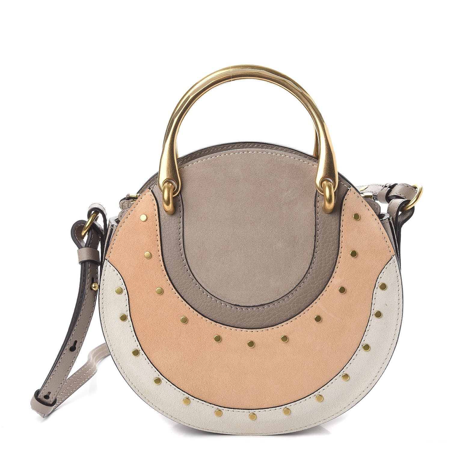 Chloe Smooth Calfskin Suede Patchwork Studded Small Pixie Bag Motty Grey 1 of 7