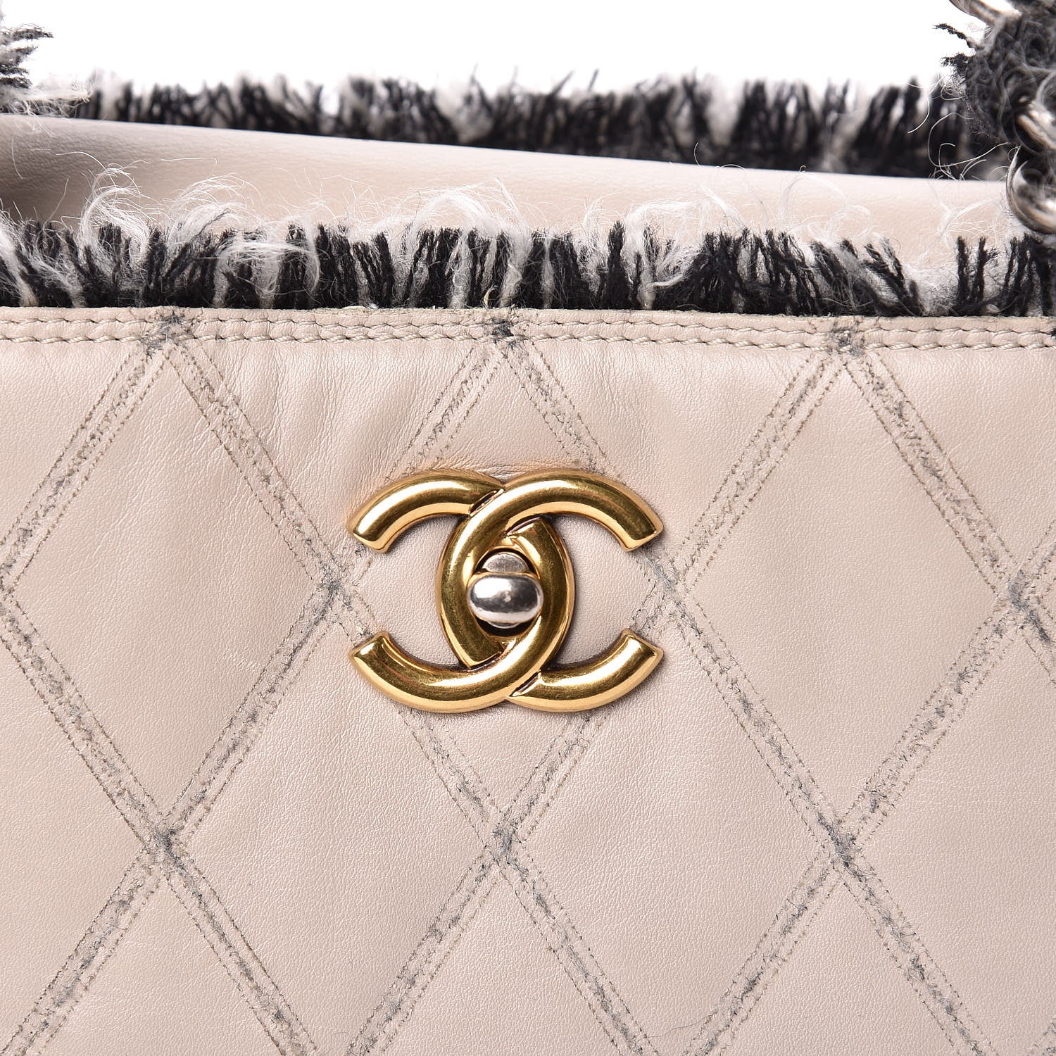 Chanel Tweed Calfskin Tweedy Shopping Tote Beige 12 of 12