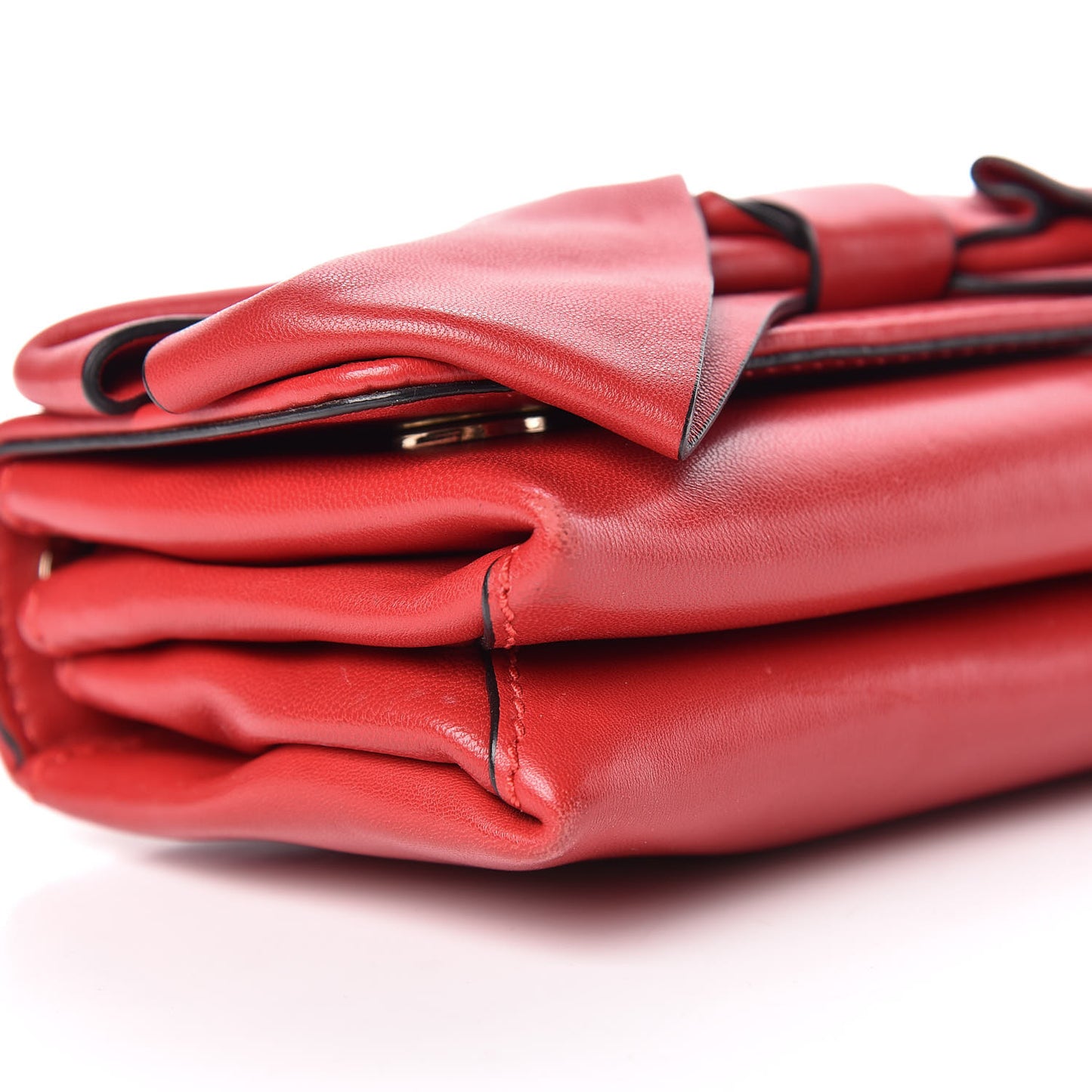 Nappa Bow Flap Shoulder Bag Red