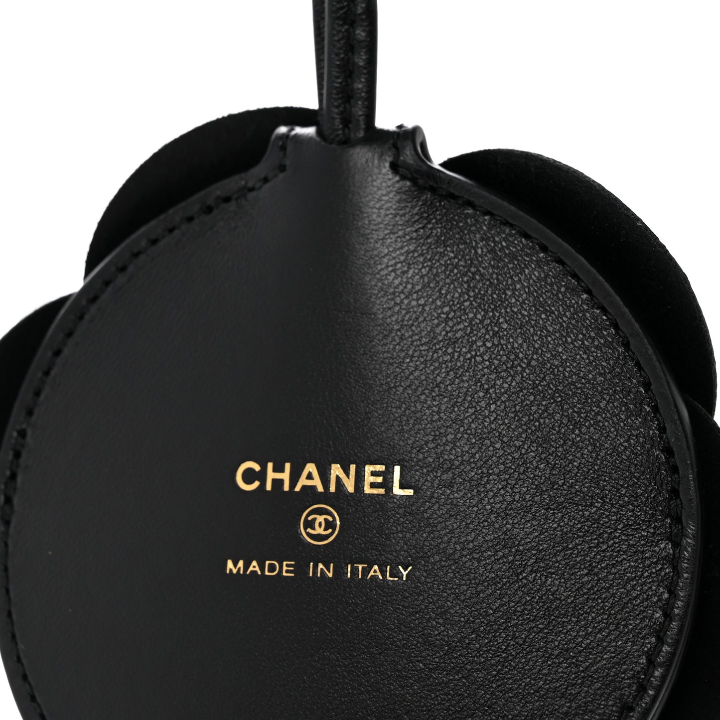 Lambskin Camellia Mini Bag Charm Black
