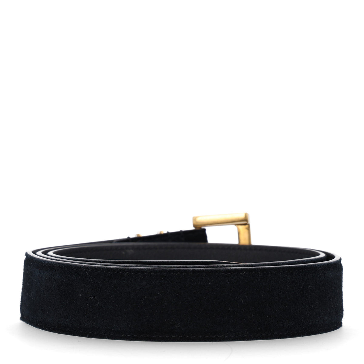 Saint Laurent Suede Monogram Square Buckle Belt 90 36 Black 2 of 5