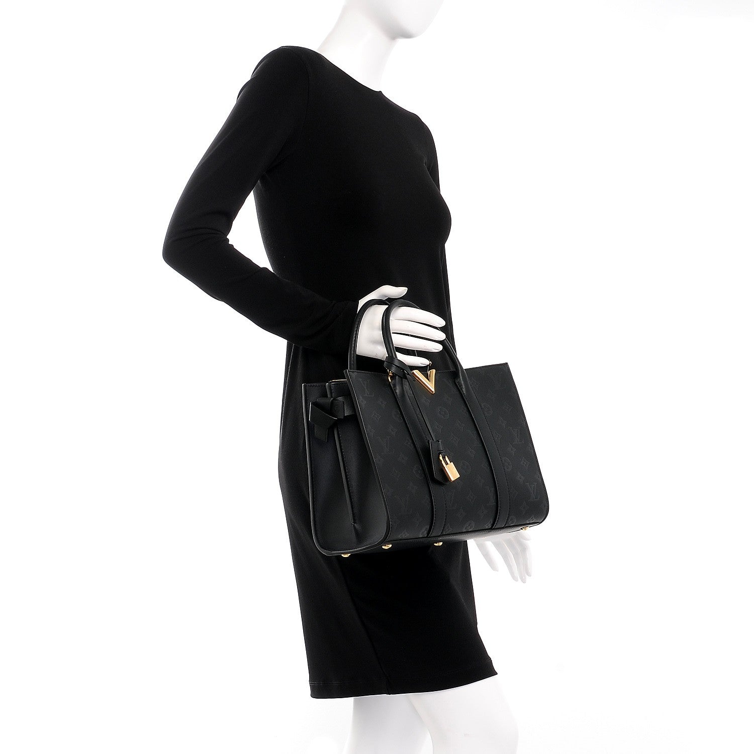 Louis Vuitton Monogram Cuir Plume Very Tote MM Black 3 of 8