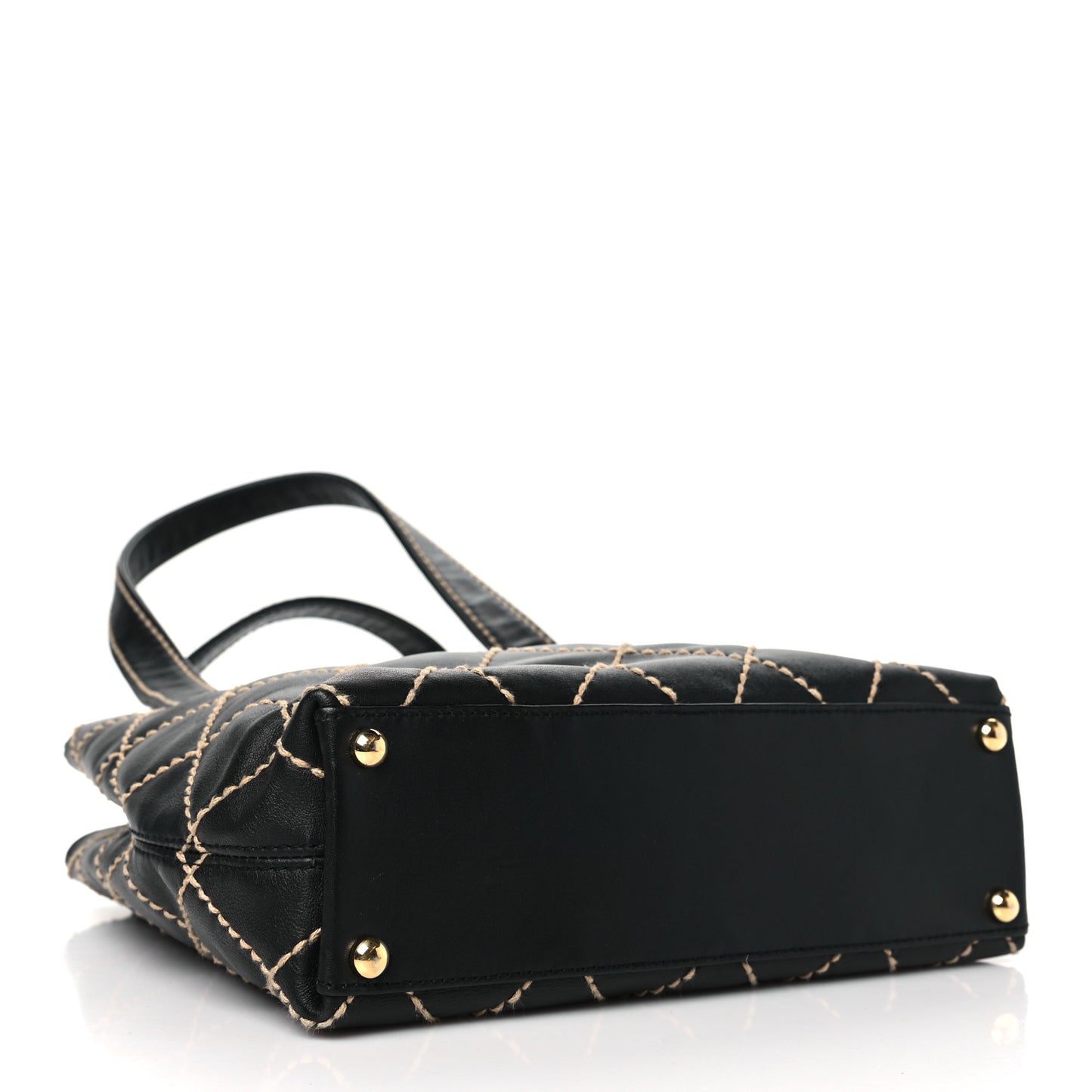 Calfskin Stitch Small Surpique Tote Black