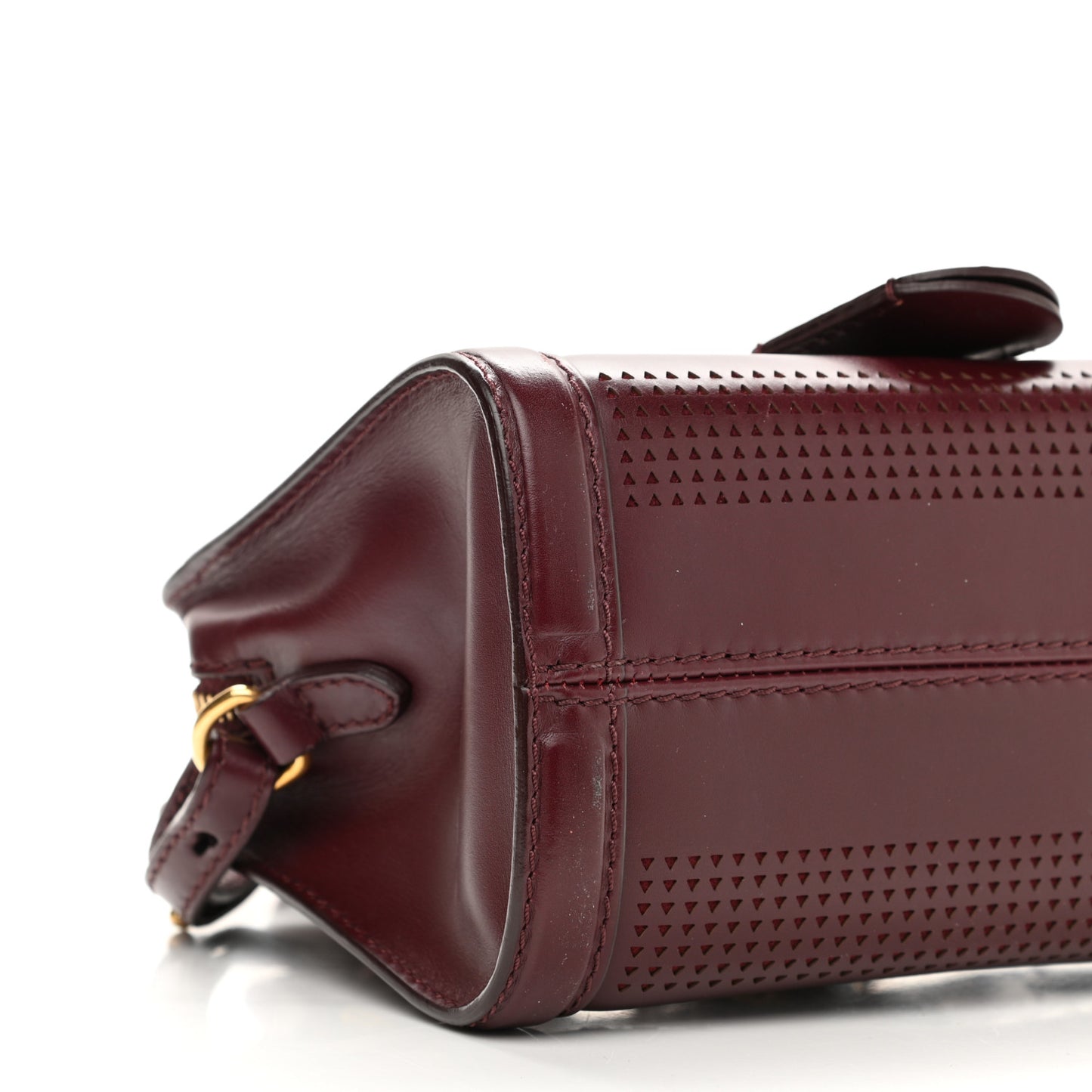 Studded Mini Padlock Zip Around Tote Bordeaux
