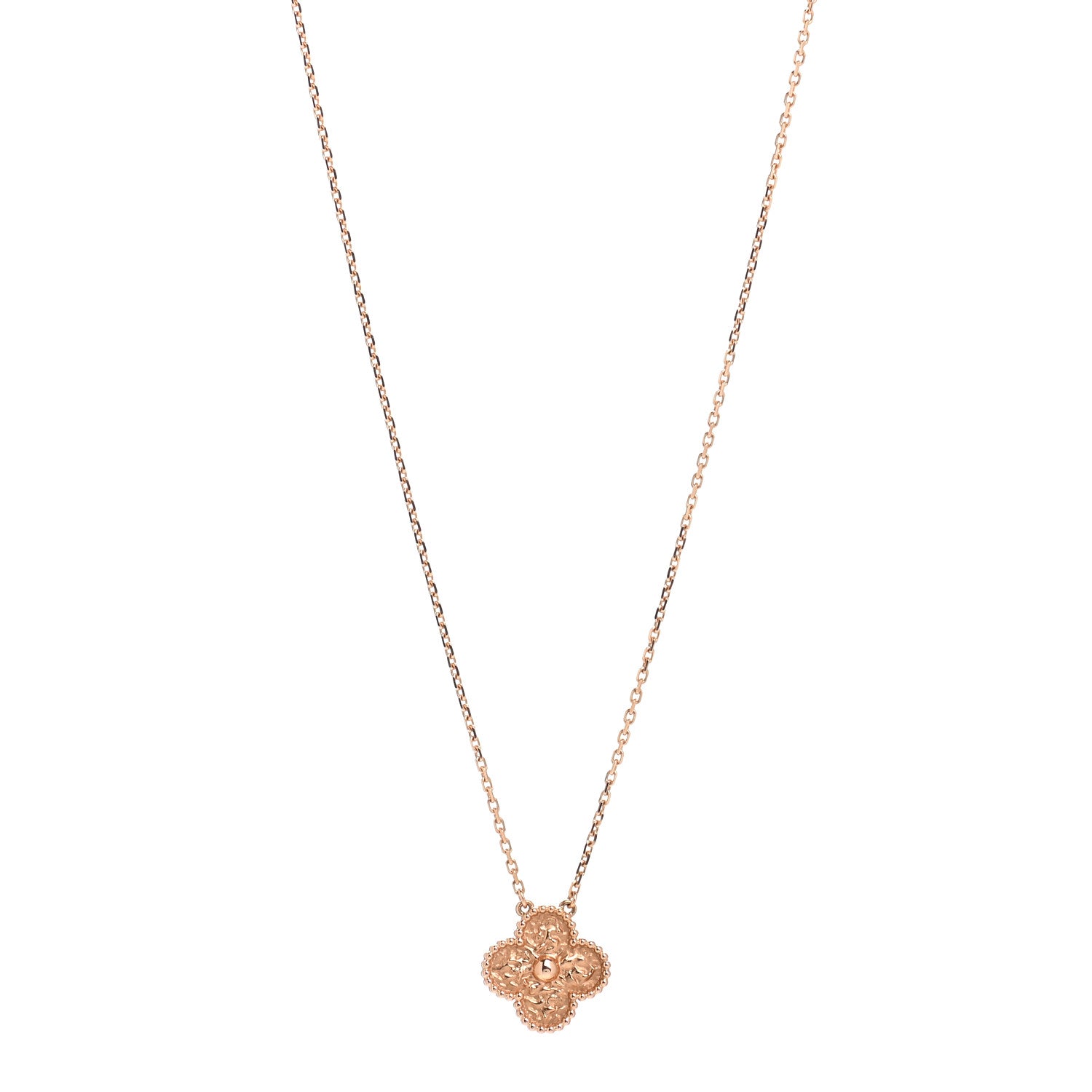 Van Cleef & Arpels 18K Rose Gold Vintage Alhambra Pendant Necklace 1 of 6