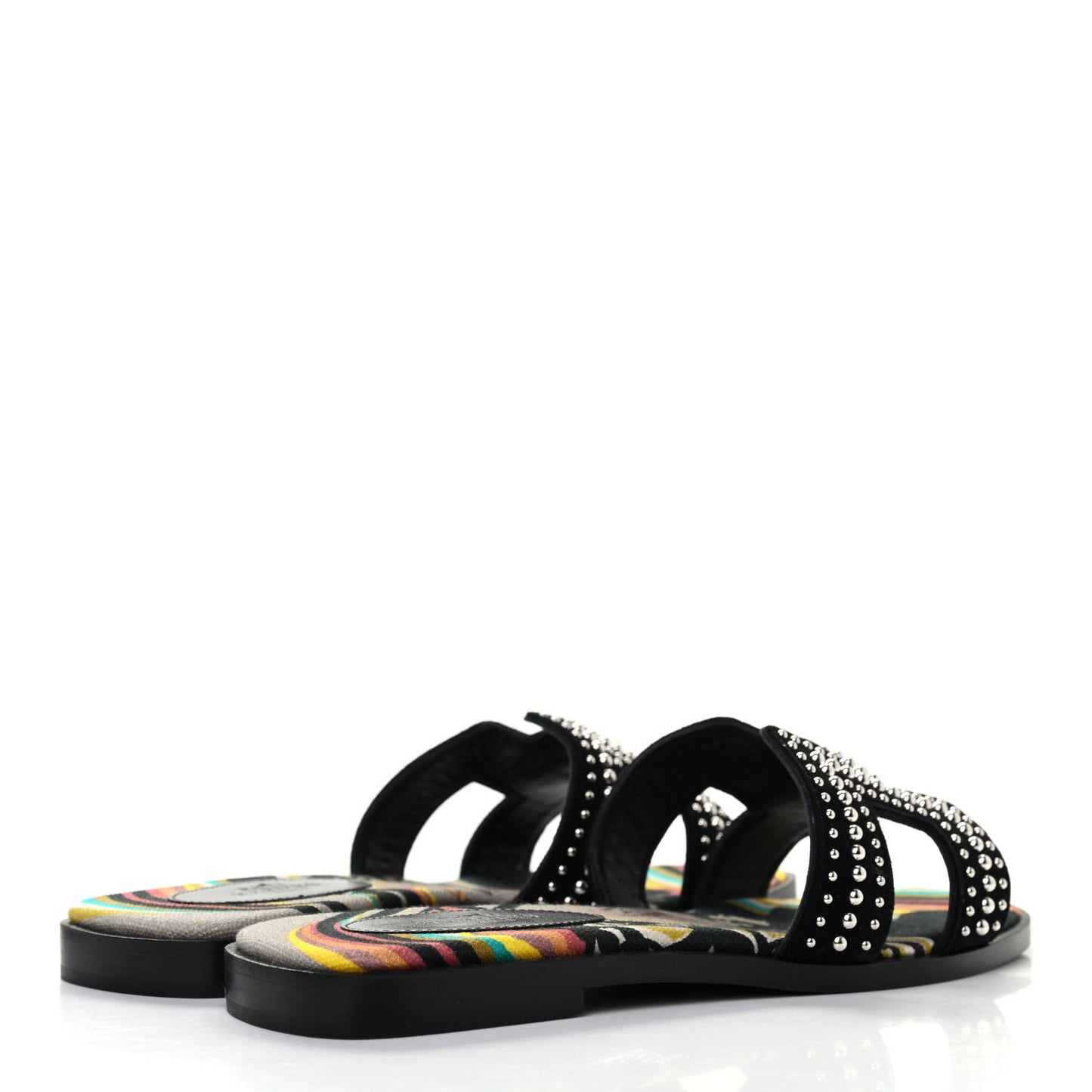 Suede Goatskin Studded Oran Sandals 36 Black