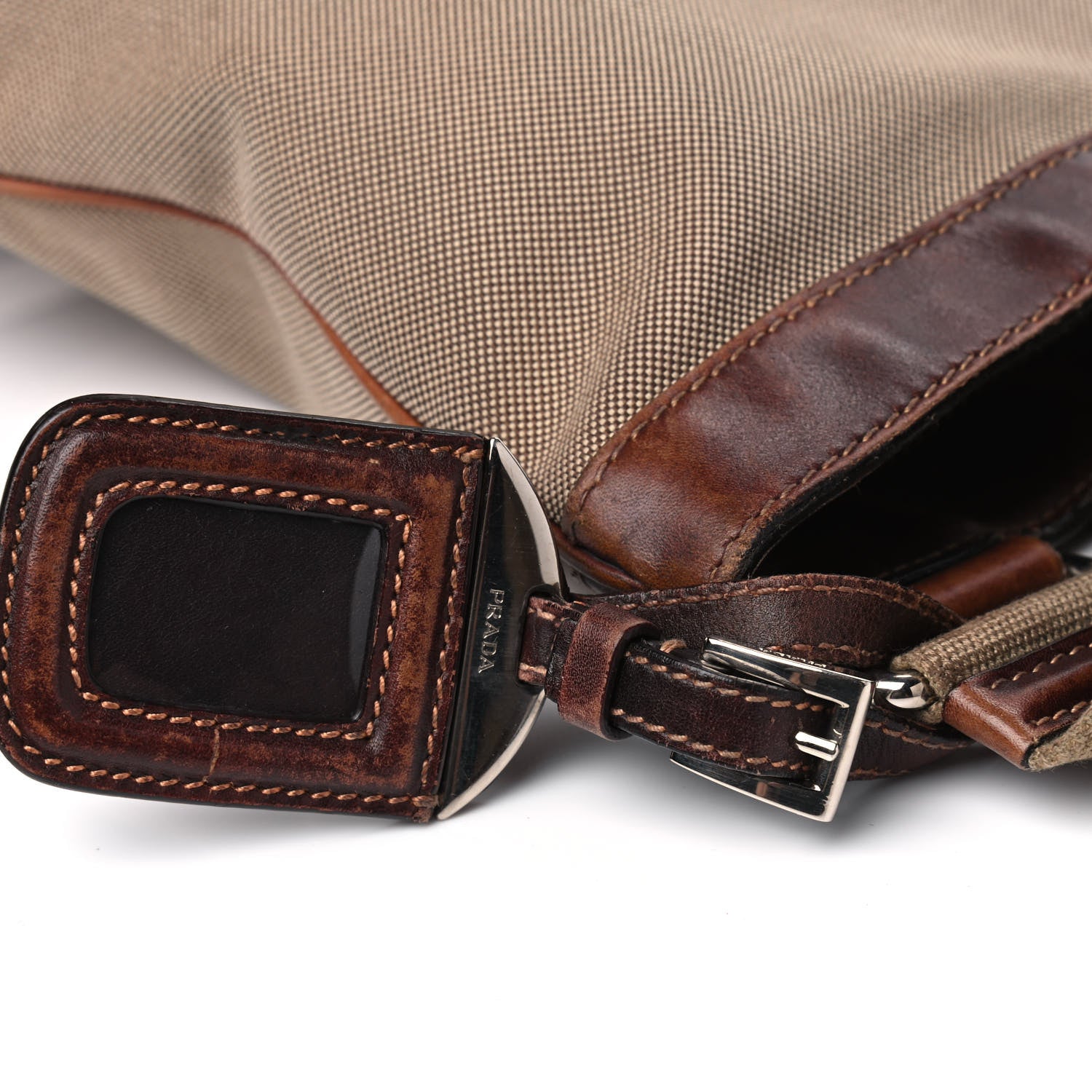 Prada Jacquard Logo Small Flat Messenger Bag Corda Bruciato 13 of 13