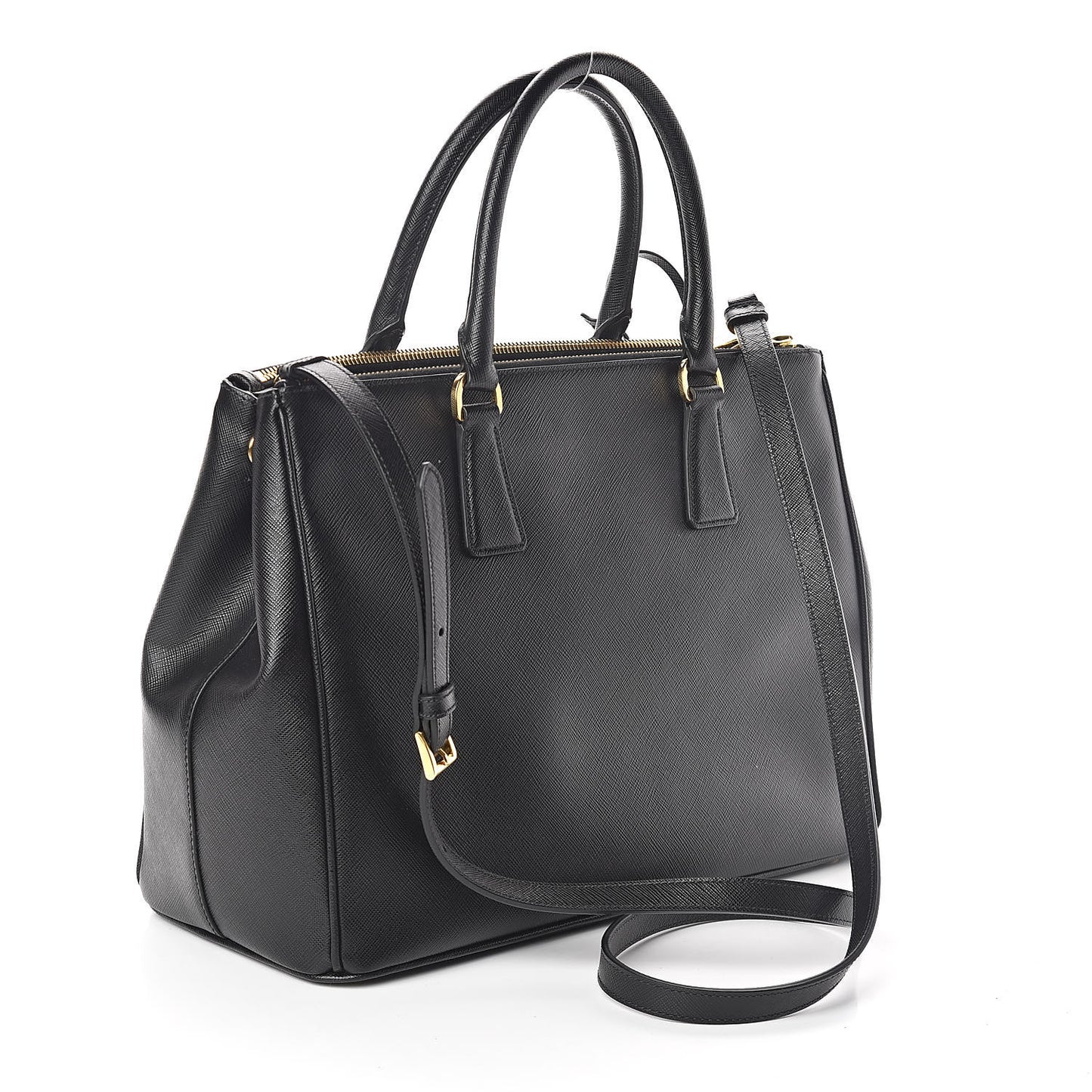 Saffiano Medium Galleria Double Zip Tote Black