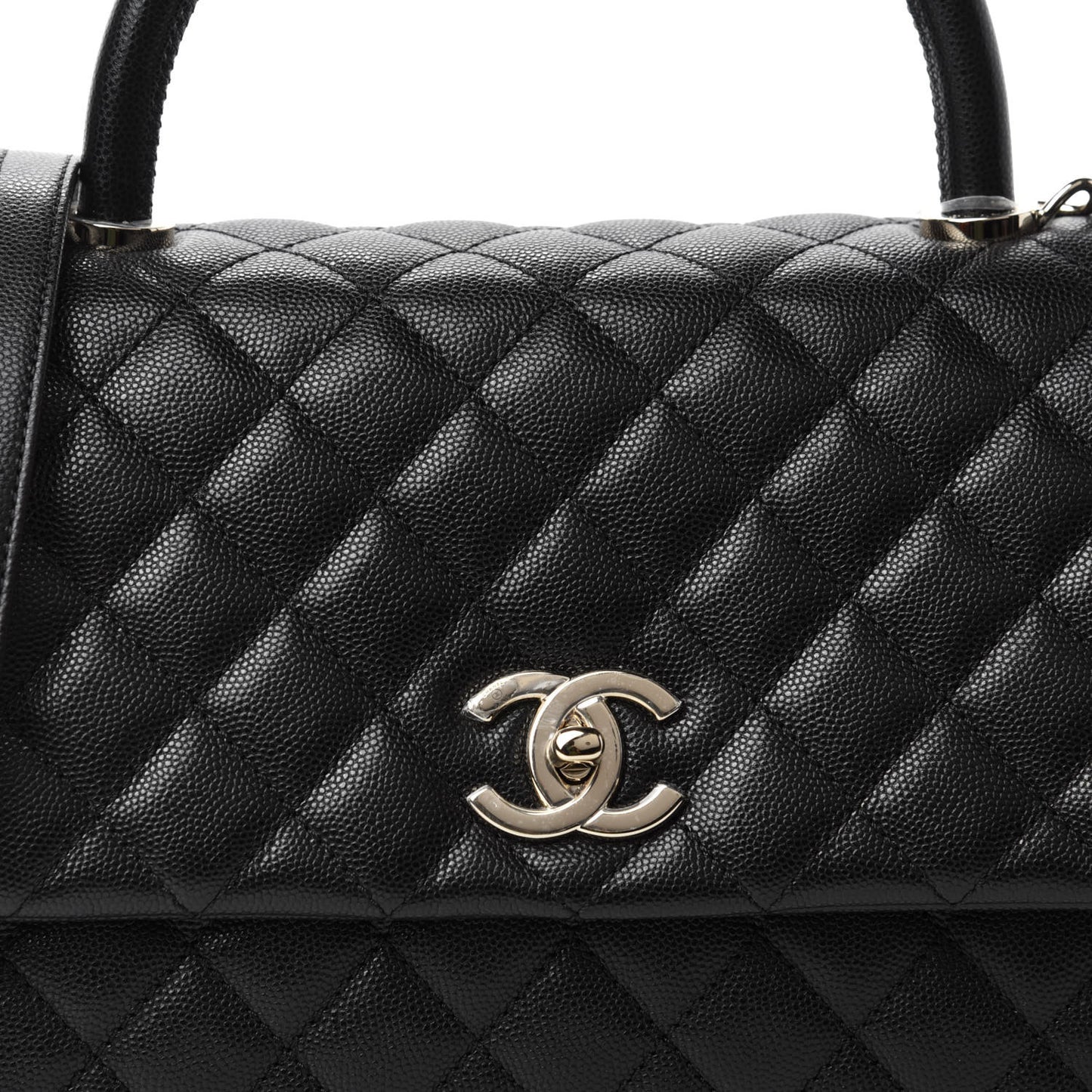 Caviar Quilted Small Coco Handle Flap Black