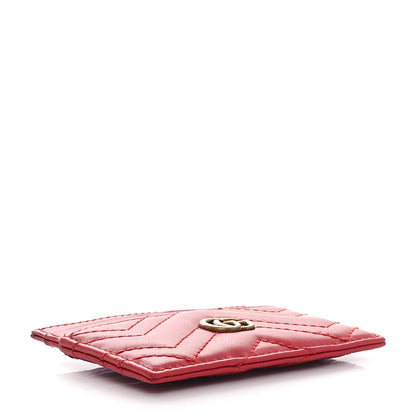 Gucci Calfskin Matelasse GG Marmont Card Holder Hibiscus Red 4 of 8