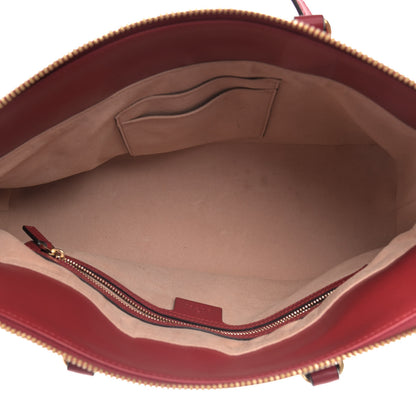 Gucci Guccissima Signature Nappa Small Zip Top Tote Hibiscus Red 4 of 4