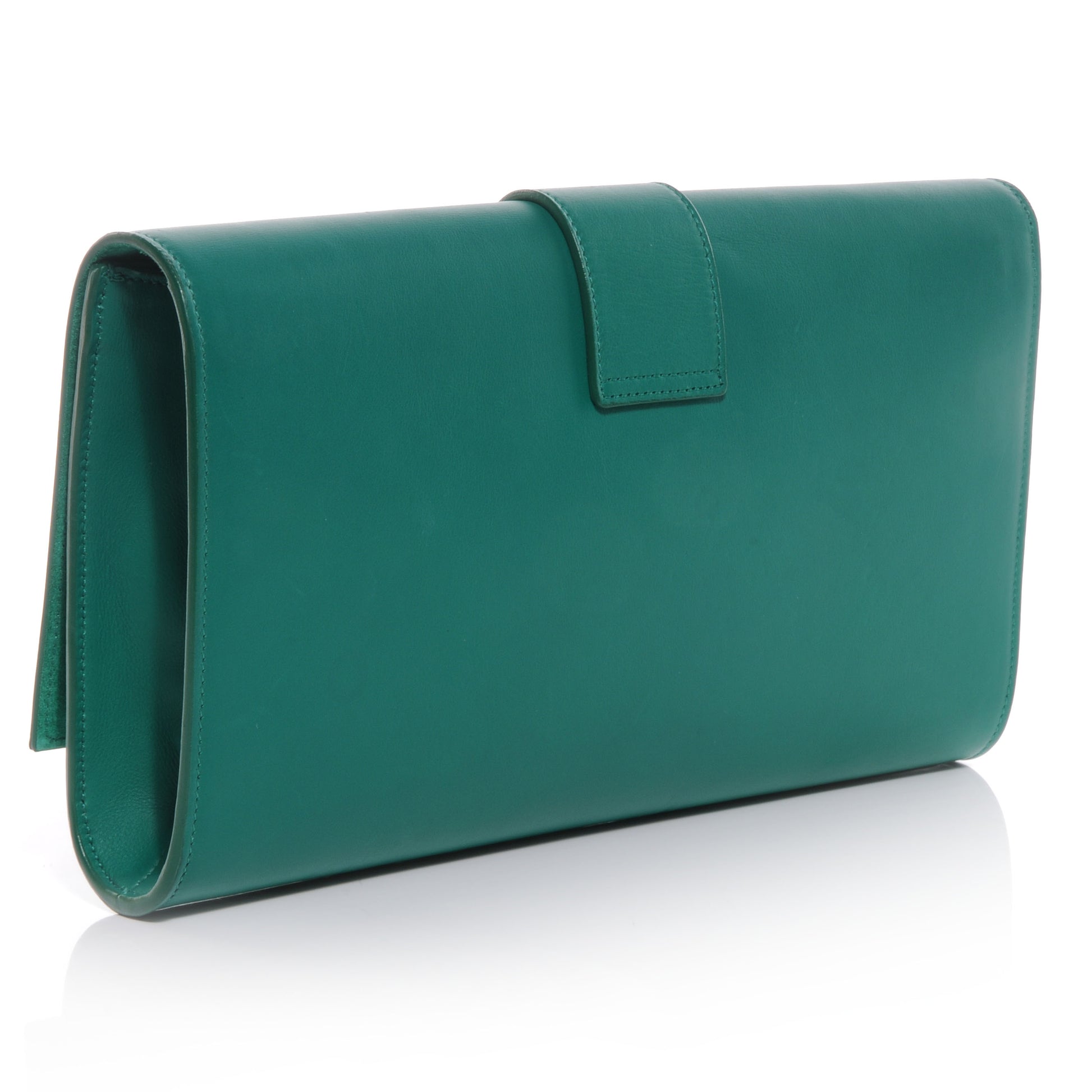 Saint Laurent Leather Classic Y Clutch Green 3 of 8