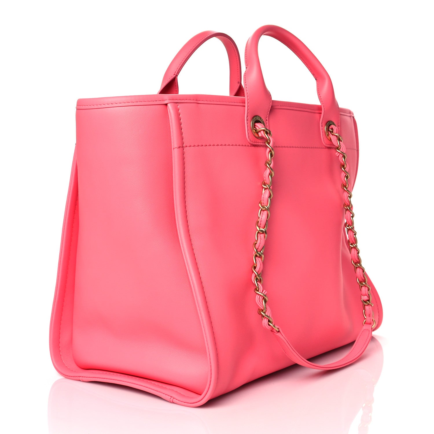 Chanel Calfskin Medium Deauville Tote Coral Pink 4 of 11