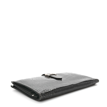 Hermes Shiny Alligator Bearn Gusset Wallet Graphite 4 of 6