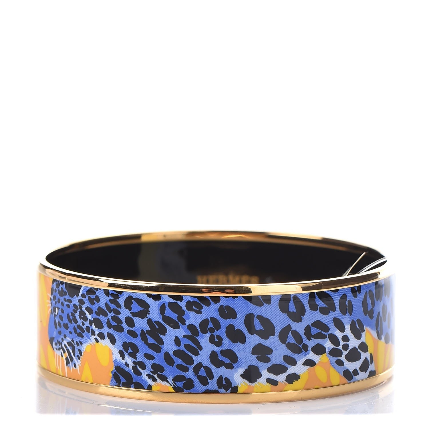 Hermes Enamel Printed Wide Jungle of Eden Wide Bracelet 65 Pollen Azur 1 of 5