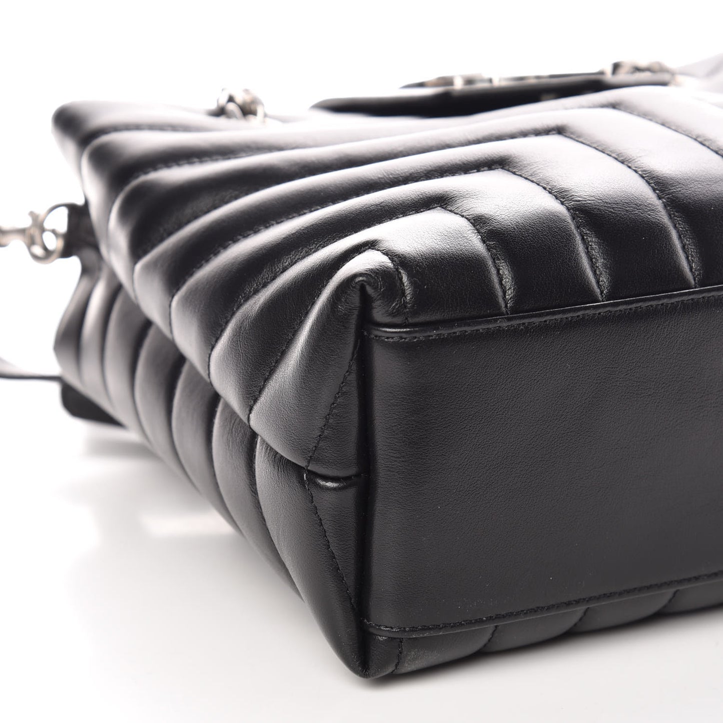 Calfskin Y Quilted Monogram Small Loulou Shopper Black