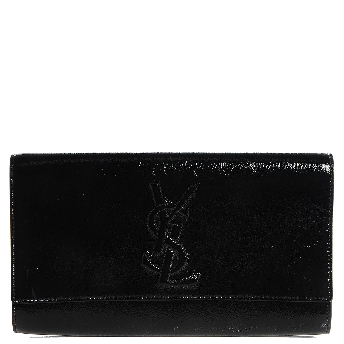 Textured Patent Monogram Large Belle De Jour Clutch Black