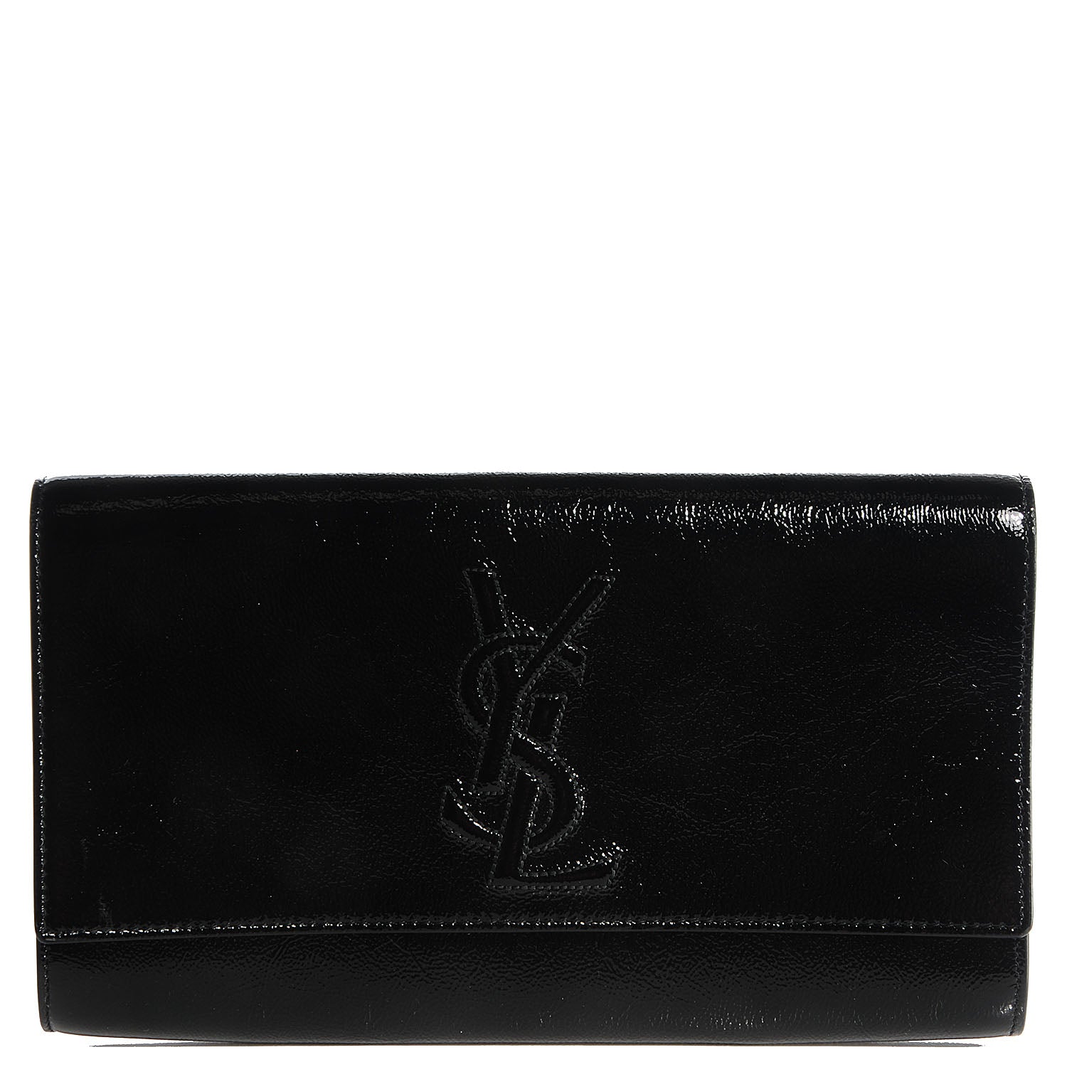 Saint Laurent Textured Patent Monogram Large Belle De Jour Clutch Black 1 of 8
