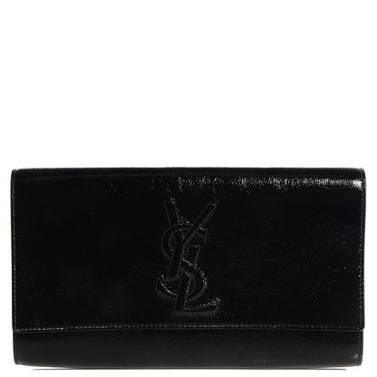 Saint Laurent Textured Patent Monogram Large Belle De Jour Clutch Black 1 of 8
