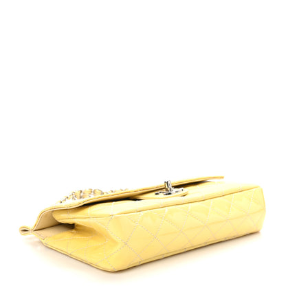 Chanel Patent Quilted Jumbo Diagonal CC Flap Yellow 4 of 11