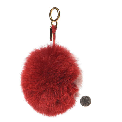 Fendi Fox Fur Shiny Nappa Heart Pom Pom Bag Charm Rosso Rosa 2 of 5