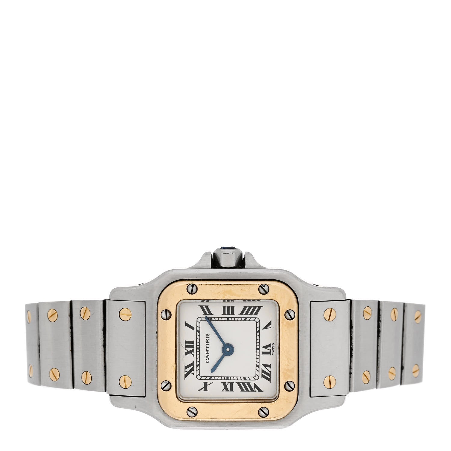 Cartier Stainless Steel 18K Yellow Gold 24mm Santos De Cartier Galbee Quartz Watch 2 of 5