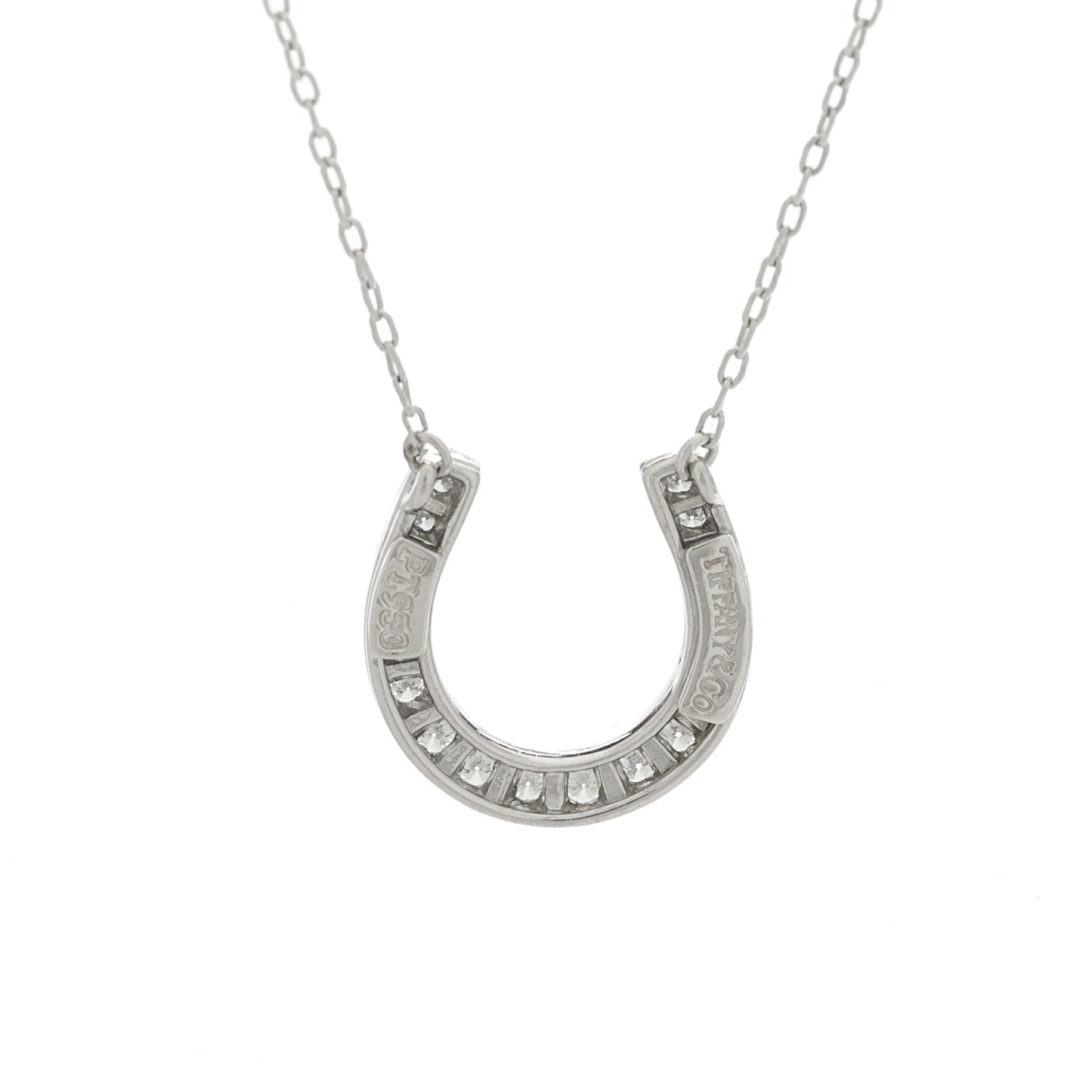 18K White Gold Diamond Metro Horseshoe Pendant Necklace