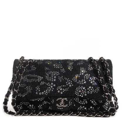 Chanel Tweed Swarovski Crystal Leopard Jumbo Flap Black 1 of 8