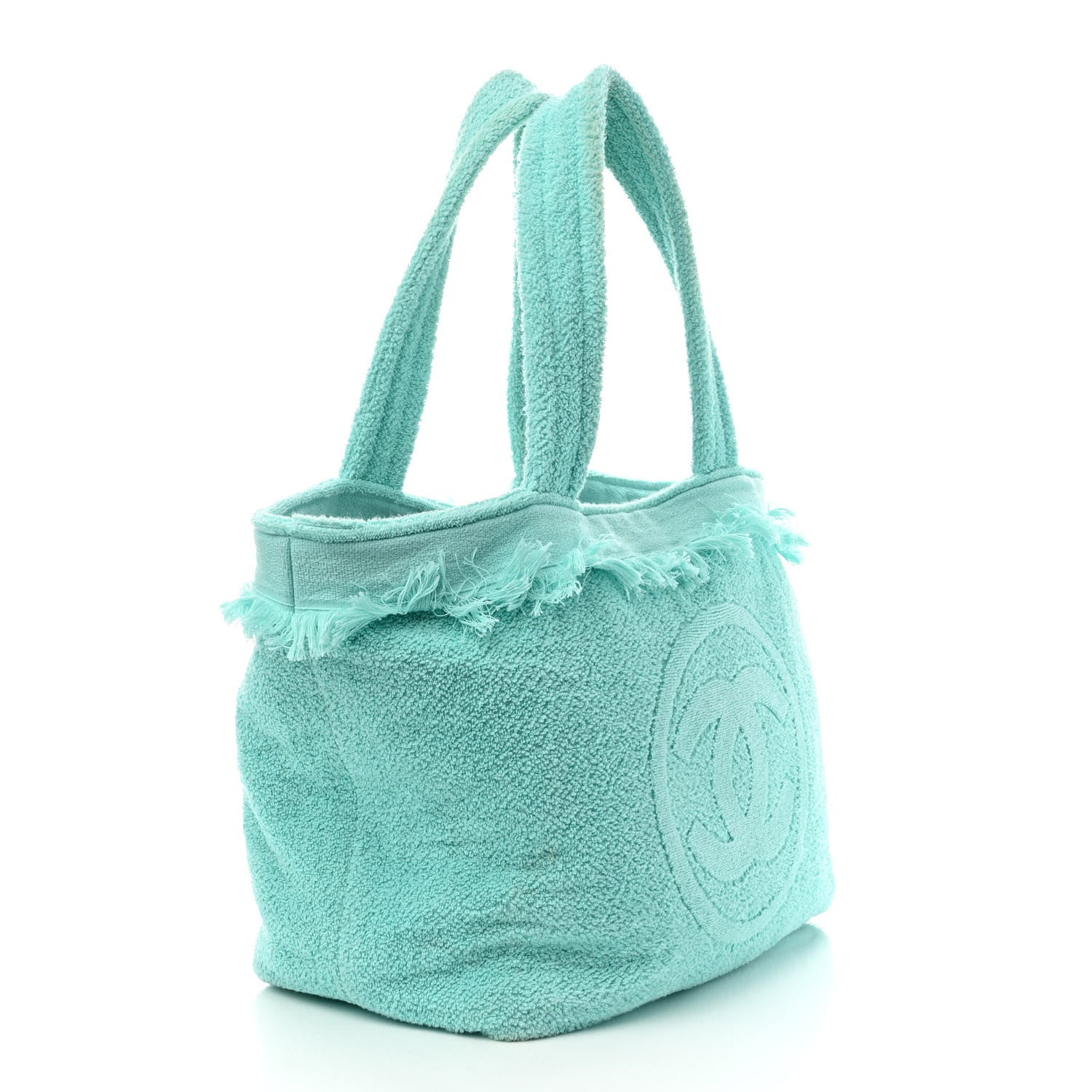 Chanel Terry Cotton CC Beach Tote Turquoise 4 of 10