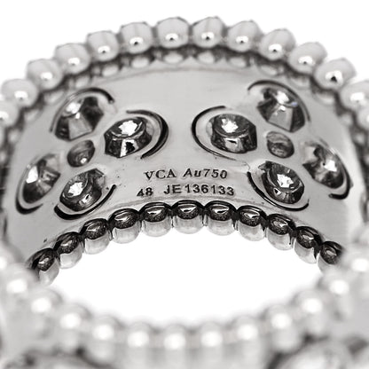 Van Cleef & Arpels 18K White Gold Diamond Medium Perlee Clover Band Ring 48 4.5 4 of 4