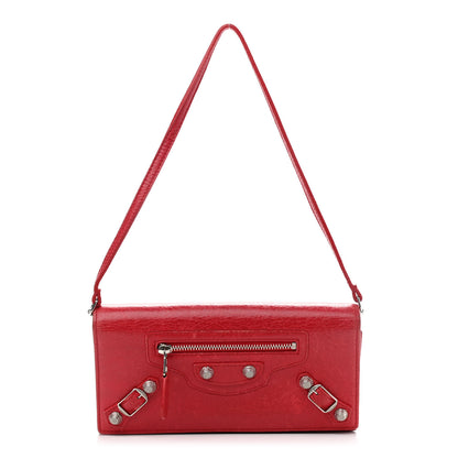 Balenciaga Agneau Giant 12 Silver Hardware Continental Wallet on Strap Rouge Cardinal 1 of 9