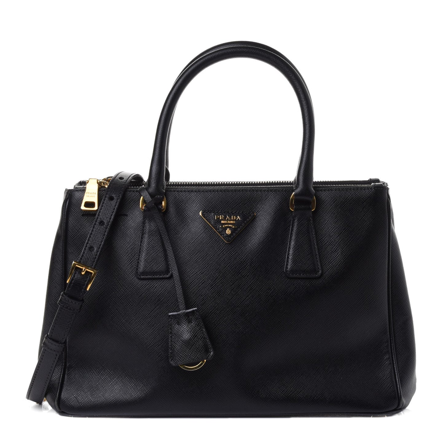 Saffiano Small Galleria Double Zip Tote Black
