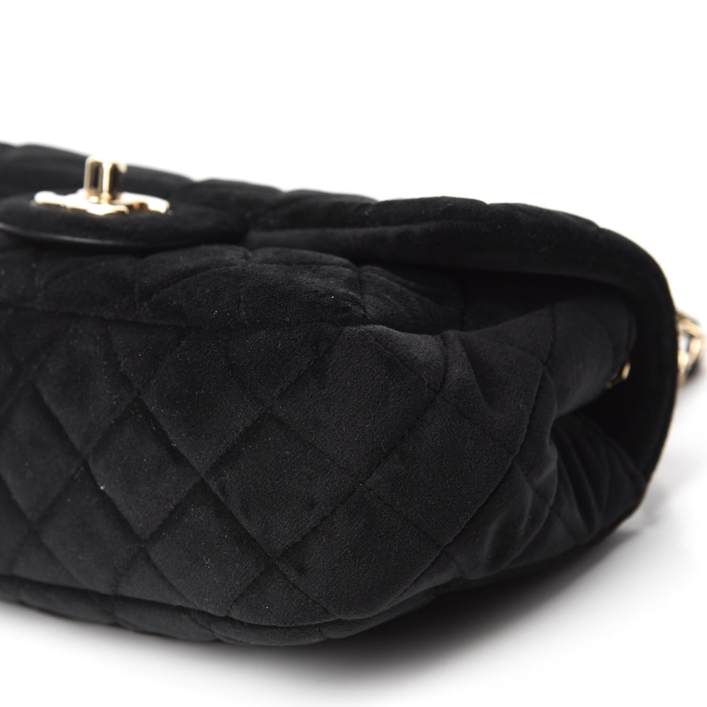 Velvet Quilted Mini Rectangular Pearl Crush Flap Black