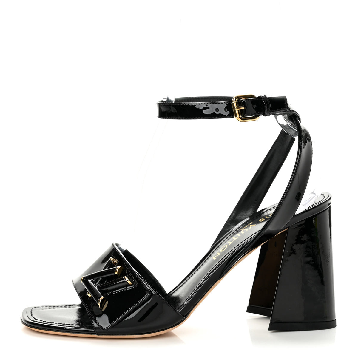 Patent Calfskin Shake Sandals 39 Black