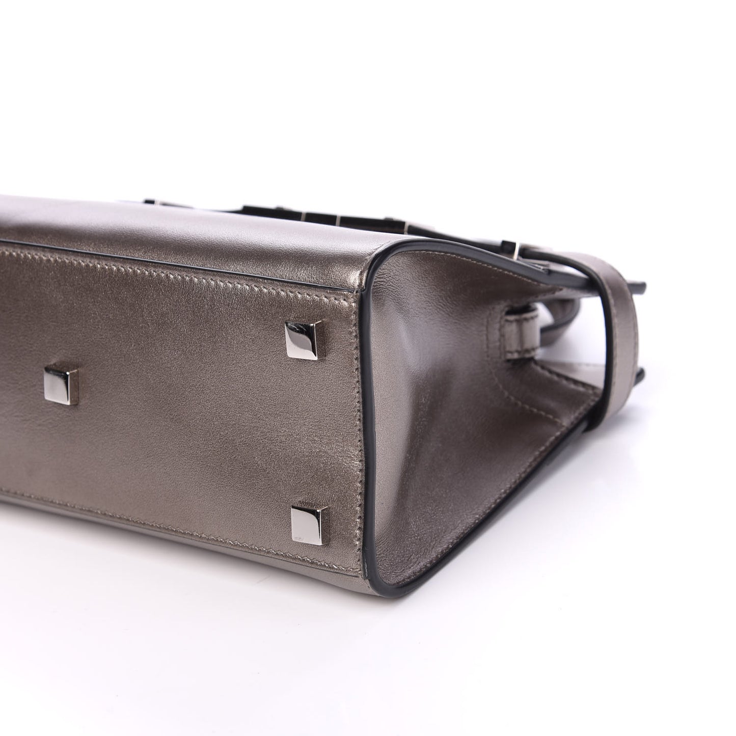 Metallic Smooth Calfskin Manhattan Nano Shopper Tote Silver