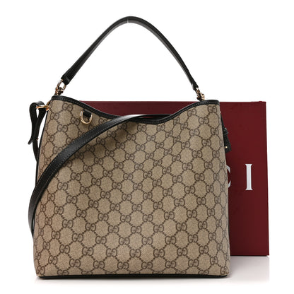Gucci GG Supreme Monogram Medium Emblem Bucket Bag  Beige Dark Brown Black 9 of 9