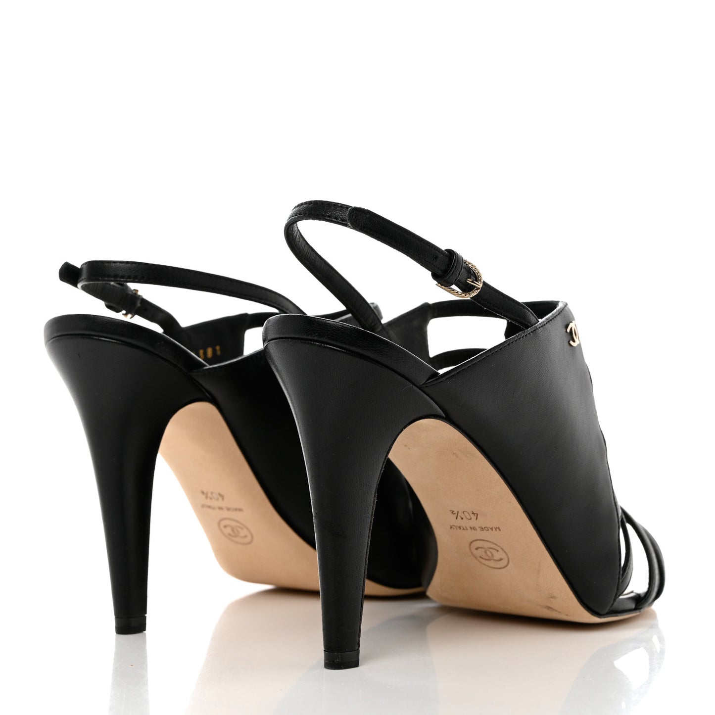 Lambskin Pearl Open Toe Caged Sandals 40.5 Black