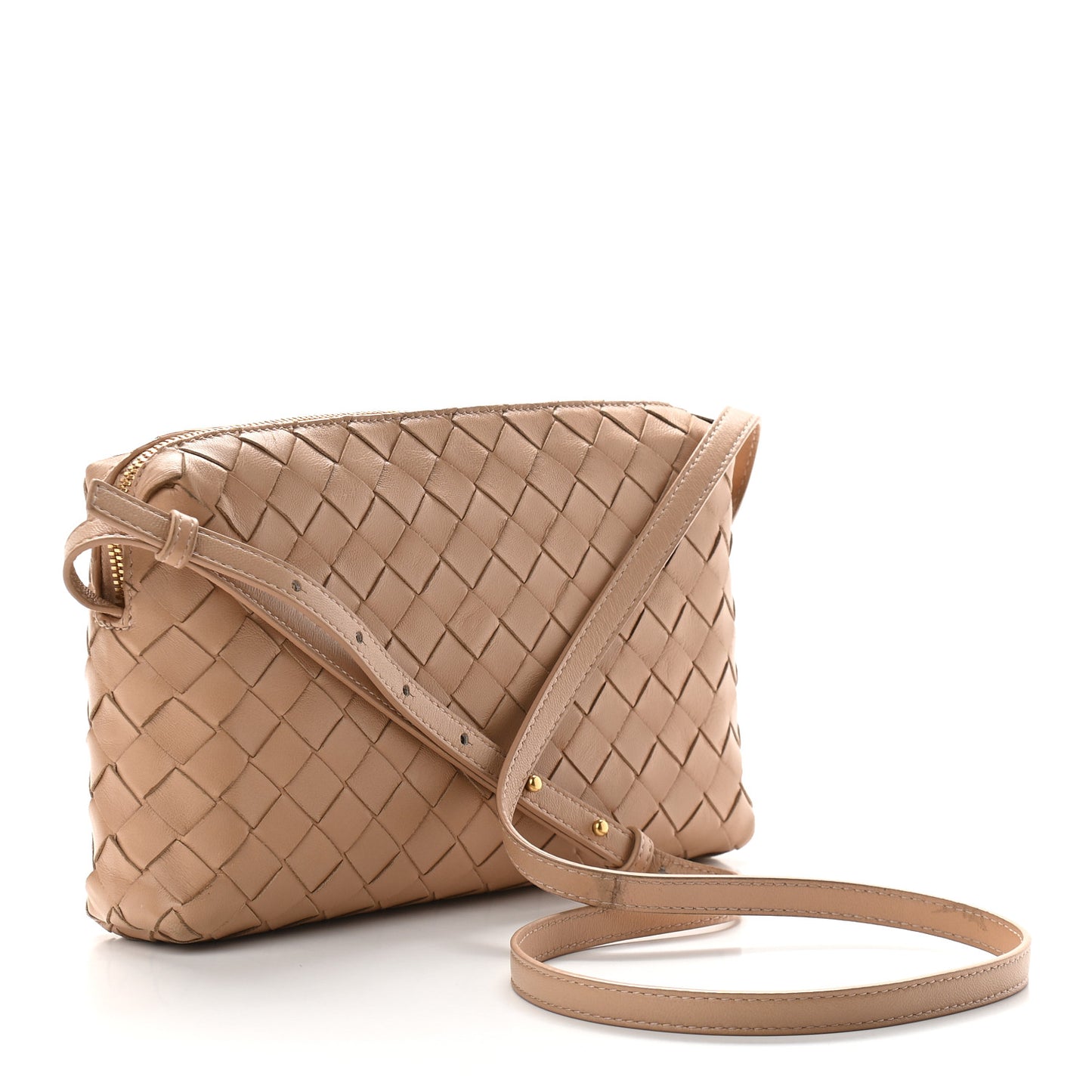 Nappa Intrecciato Crossbody Camel