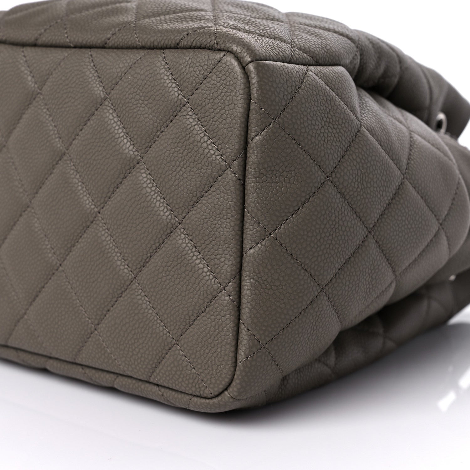 Chanel Caviar Flat Quilted CC Chain Bucket Drawstring Bag Khaki 9 of 10