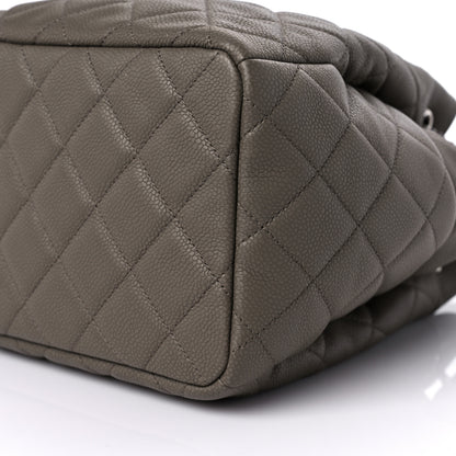 Chanel Caviar Flat Quilted CC Chain Bucket Drawstring Bag Khaki 9 of 10