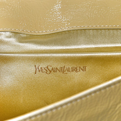 Saint Laurent Textured Patent Calfskin Monogram Large Belle De Jour Clutch Lemon 6 of 11